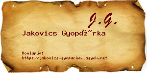 Jakovics Gyopárka névjegykártya